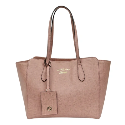 Shop Gucci Swing Pink Leather Tote Bag ()