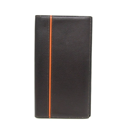 Shop Hermes Hermès Fleming Black Leather Wallet  ()
