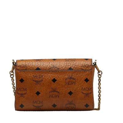 Shop Mcm Visetos Brown Leather Shopper Bag ()
