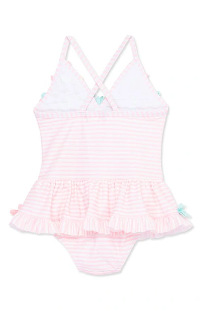 Shop Little Me Flower Appliqué One-piece Swimsuit In Pink