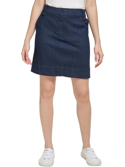 Shop Calvin Klein Womens Back Yoke Patch Pockets Denim Skirt In Multi