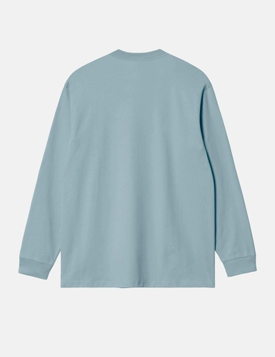 Shop Carhartt -wip Long Sleeve American Script T-shirt (loose) In Blue