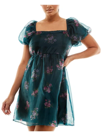 Shop Jolt Womens Floral Print Fit & Flare Dress In Green