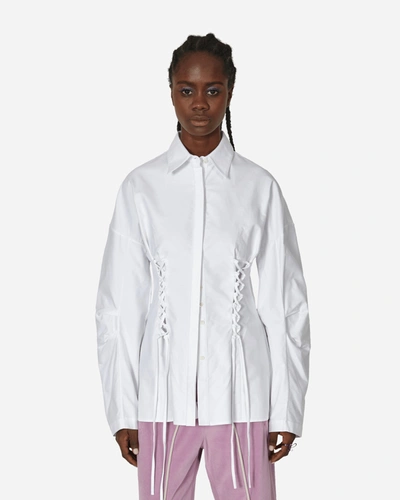 Shop Priscavera Oxford Laced Button Down Shirt In White