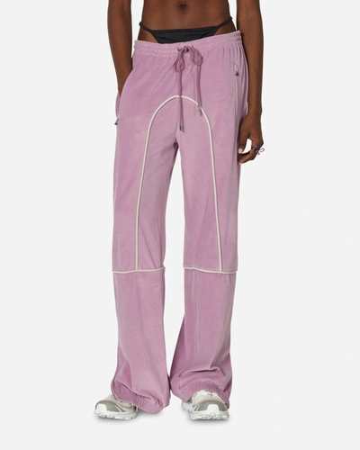 Shop Priscavera Velour Track Pants Lavender In Purple