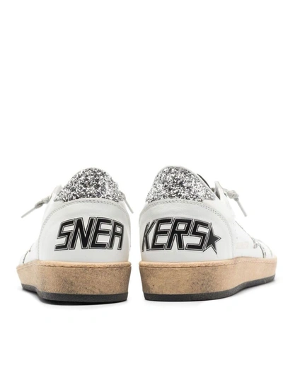 Shop Golden Goose 'ball Star' White Sneakers And Glitter Star Detail In Leather Woman