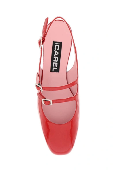 Shop Carel Paris Carel Patent Leather Pêche Slingback Mary Jane In Red