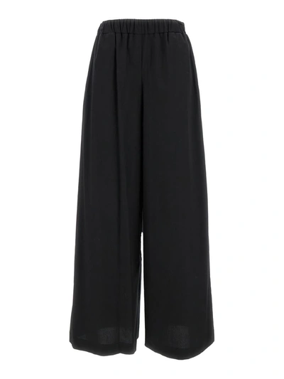 Shop Federica Tosi Black Elastic High-waisted Pants In Stretch Cotton Woman