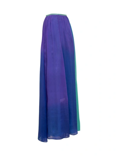 Shop Forte Forte Forte-forte Silk Shaded Skirt In Blue
