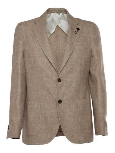 Lardini Viscose And Silk Single-breasted Blazer In Multicolor