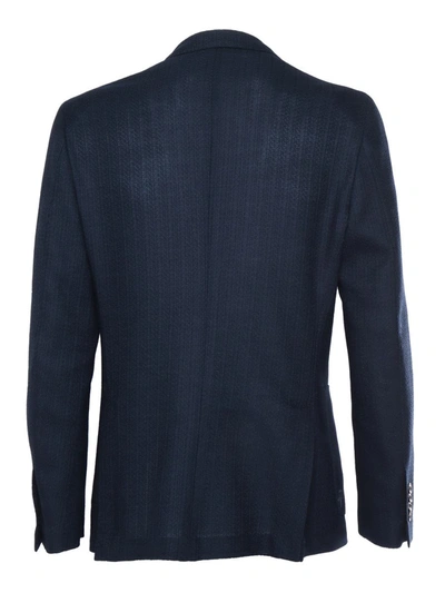 Lardini Textured Weave Double-breasted Knit Jacket In Multicolor
