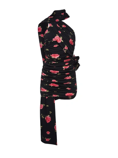 Shop Magda Butrym Crew-neck Minidress With Black Print In Multicolour
