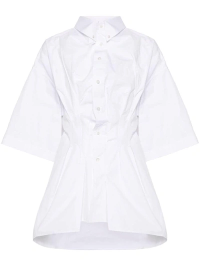 Shop Maison Margiela Creased Poplin Fitted Shirt In White