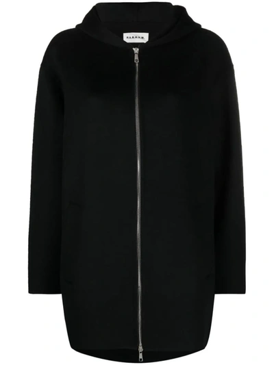 Shop P.a.r.o.s.h . Zip-up Hooded Wool Jacket In Nero