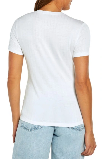 Shop Three Dots Textured Stripe Short Sleeve Henley T-shirt In White