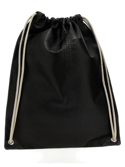Shop Rick Owens Leather Backpack Backpacks Black