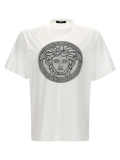 Shop Versace Logo Embroidery T-shirt White/black