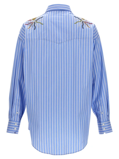 Shop Bluemarble Rhinestoned Stardust Stripe Shirt, Blouse Light Blue