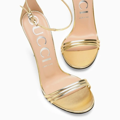 Shop Gucci Platinum-coloured Leather Heeled Sandal Women In Silver