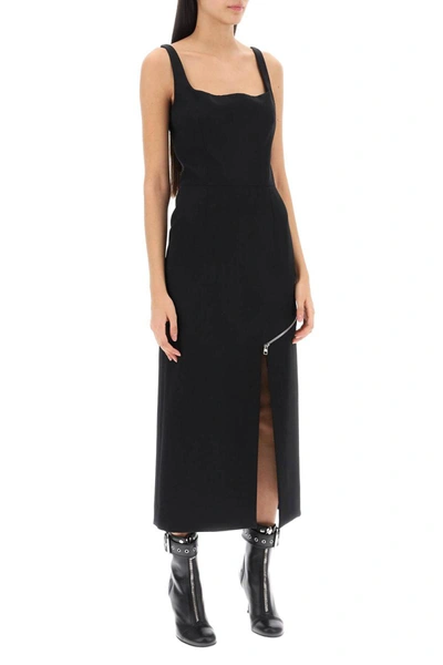 Shop Alexander Mcqueen Midi Sheath Dress With Convertible Panel In Black