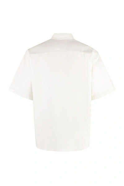 Shop Ami Alexandre Mattiussi Ami Paris Short Sleeve Cotton Shirt In Ivory