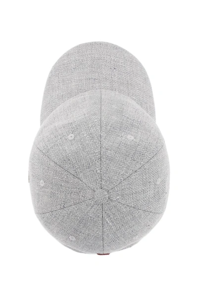 Shop Brunello Cucinelli "diagonal Linen, Wool And Silk Baseball Cap In Grey