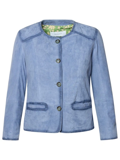 Bully Light Blue Leather Jacket In Blue
