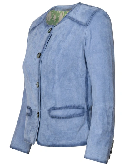 Bully Light Blue Leather Jacket In Blue