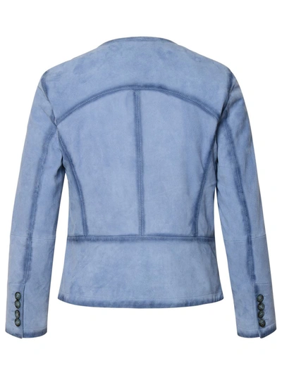 Bully Light Blue Leather Jacket In Blue