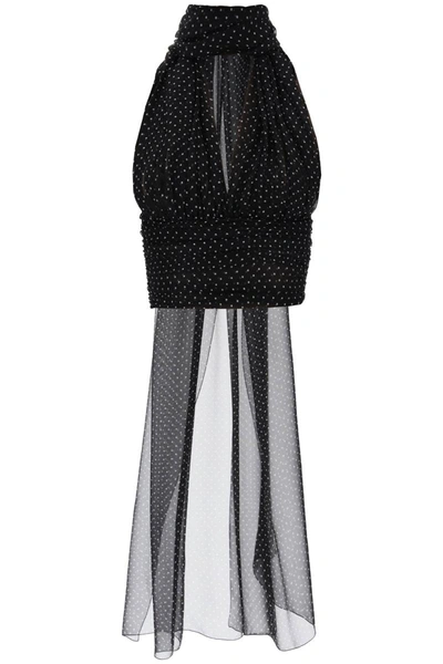 Shop Dolce & Gabbana Chiffon Top With Scarf Accessory In Black