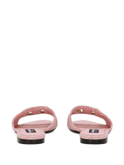 Shop Dolce & Gabbana Pink Fabric Slippers