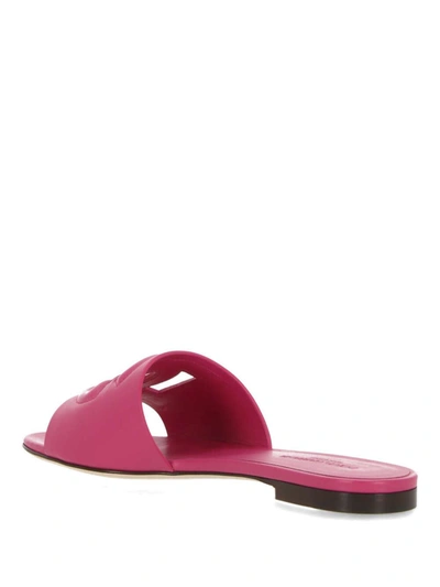 Shop Dolce & Gabbana Dg Leather Flat Sandals In Pink