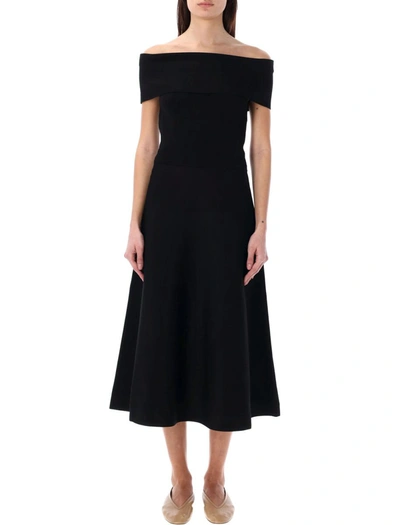 Shop Fabiana Filippi Off-shoulder Midi Dress In Black