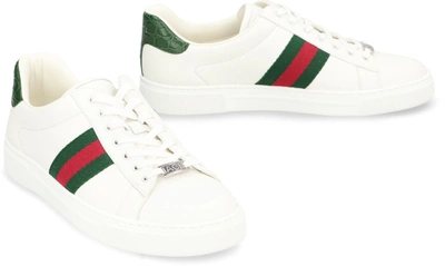 Shop Gucci Ace Leather Low-top Sneakers In White