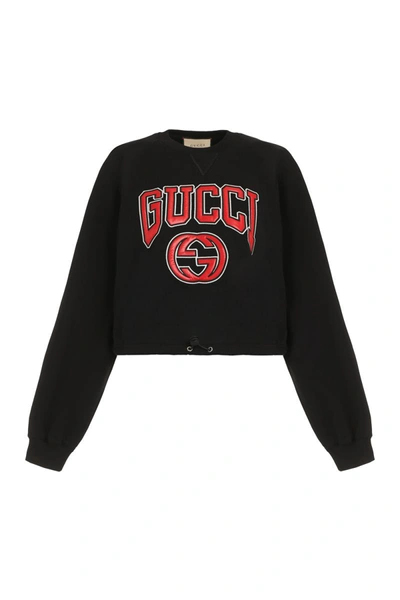 Shop Gucci Cotton Crew-neck Sweatshirt In Black
