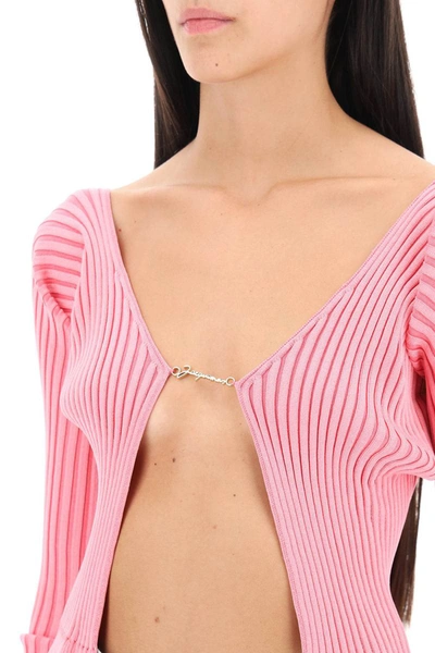 Shop Jacquemus 'la Maille Pralù Longue' Cardigan In Pink