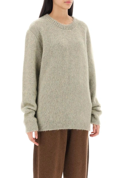 Shop Lemaire Sweater In Melange-effect Brushed Yarn In Green