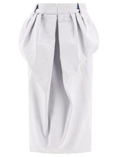 Shop Maison Margiela Denim Gathered Skirt In White