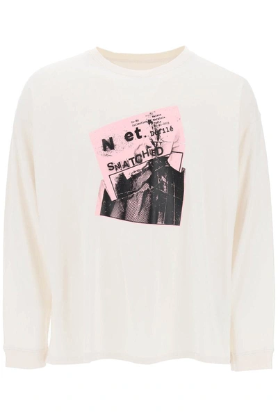 Shop Maison Margiela Long-sleeved T-shirt With Print In White