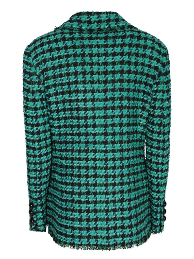 Msgm Green Tweed Blazer In Green
