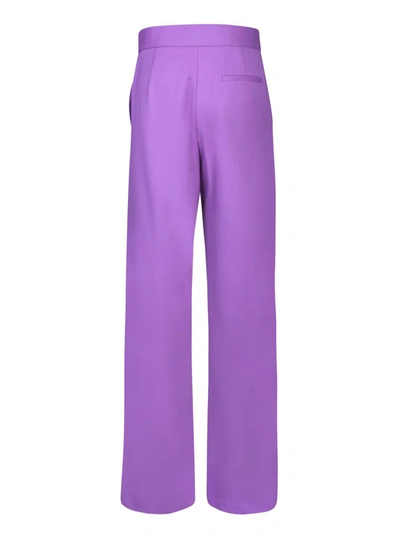Msgm High-waisted Virgin Wool Palazzo Trousers In Purple