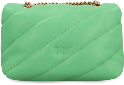 Shop Pinko Love Mini Puff Leather Crossbody Bag In Green