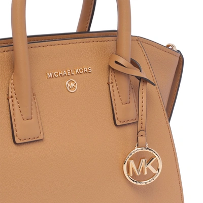 Shop Michael Michael Kors Michael Kors Pale Peanut 'avril' Small Leather Bag