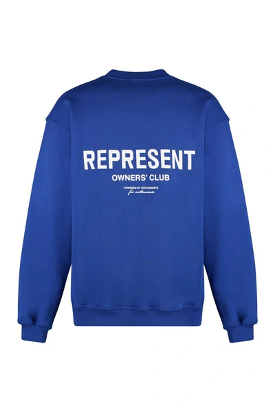 Shop Represent Cotton Crew-neck Sweatshirt With Logo In Blue