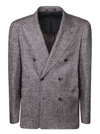 Tagliatore Herringbone Pattern Jacket In Beige
