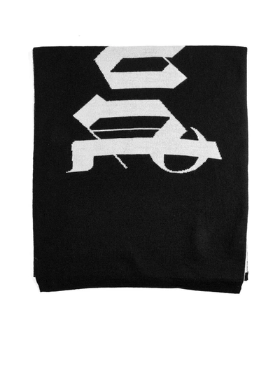 Shop Palm Angels Scarfs In Black Offwhite
