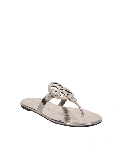 Shop Tory Burch Miller Metallic Leather Flat Slippers In Gold