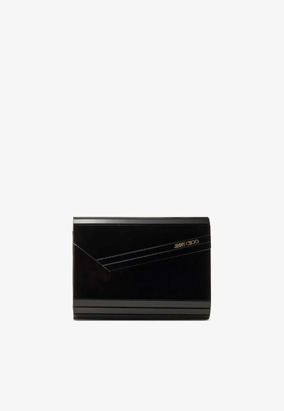 Shop Jimmy Choo Candy Clutch With Chain Strap In Black