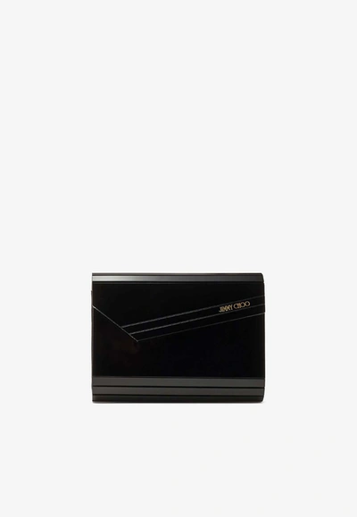 Jimmy Choo Candy Logo Acrylic Clutch In Black