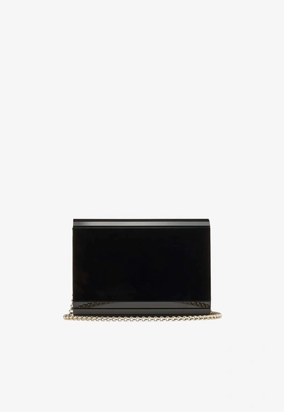 Shop Jimmy Choo Candy Clutch With Chain Strap In Black